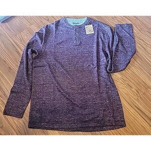 Woody's Retro Lounge Mens Med Burgandy Pull Over Super Soft 3 Buttons